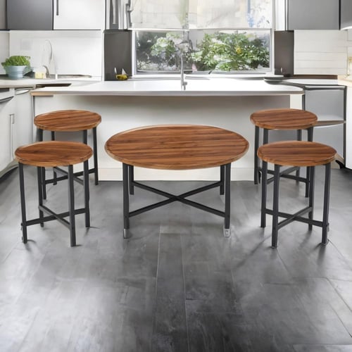 طقم شاي خشب -شكل دائري