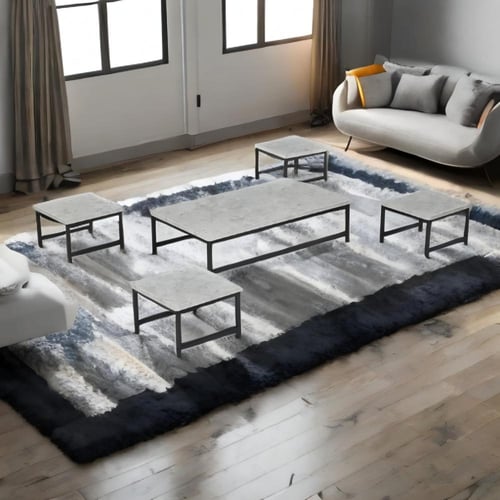 طقم شاي خشب ارضي -شكل مربع