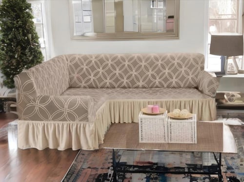 لبس كنب حرف L قماش شانيل اماراتي مقاوم للماء