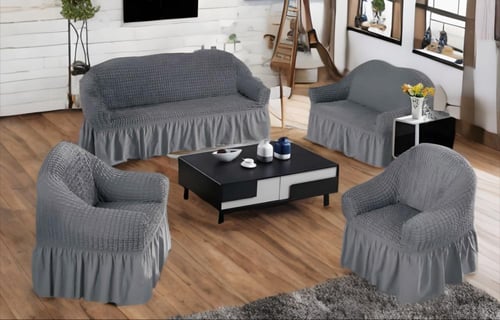 لبس كنب 4 قطع قماش كريش تركي