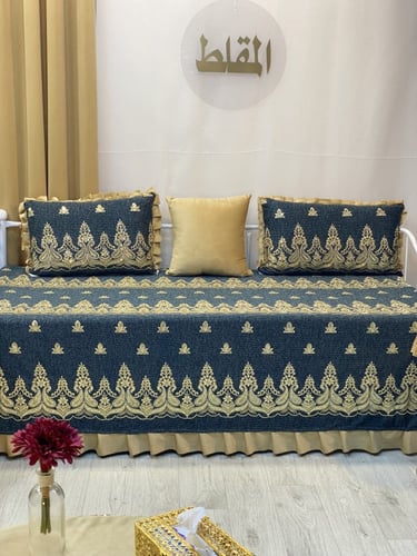 شراشف جيزاني مجالس إستقبال مطرز على طرف كورنيش