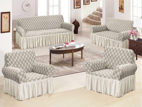 لبس كنب 4 قطع قماش جاكار فخم