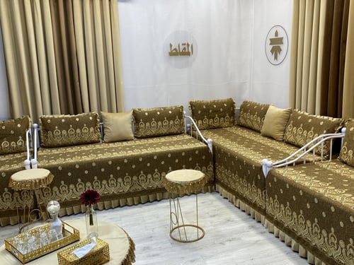 شراشف جيزاني مجالس إستقبال مطرز على طرف كورنيش