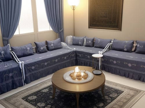 شراشف جيزاني مجالس استقبال قماش قطن إسباني مطرز