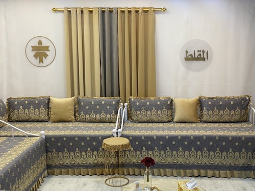 شراشف جيزاني مجالس إستقبال مطرز على طرف كورنيش