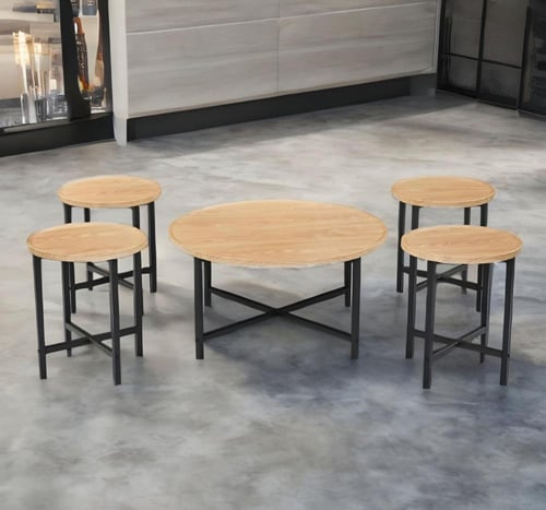 طقم شاي خشب -شكل دائري