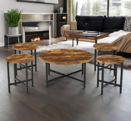 طقم شاي خشب -شكل دائري