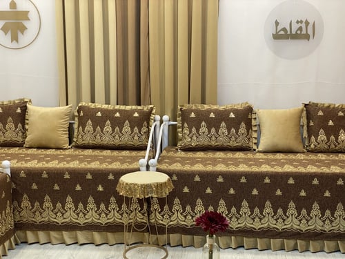 شراشف جيزاني مجالس إستقبال مطرز على طرف كورنيش