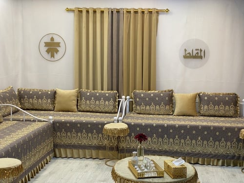 شراشف جيزاني مجالس إستقبال مطرز على طرف كورنيش