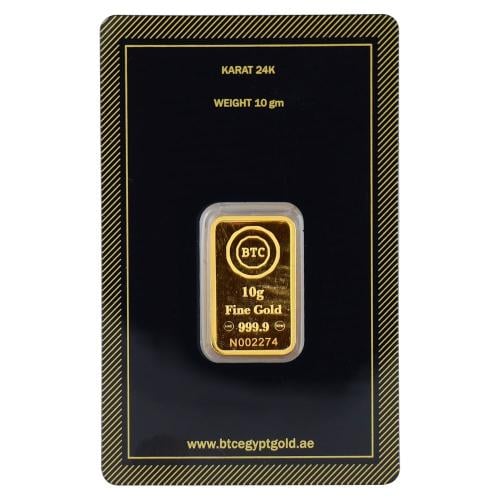 سبيكة ذهب 10 جرام عيار 24 بي تي سي (BTC)