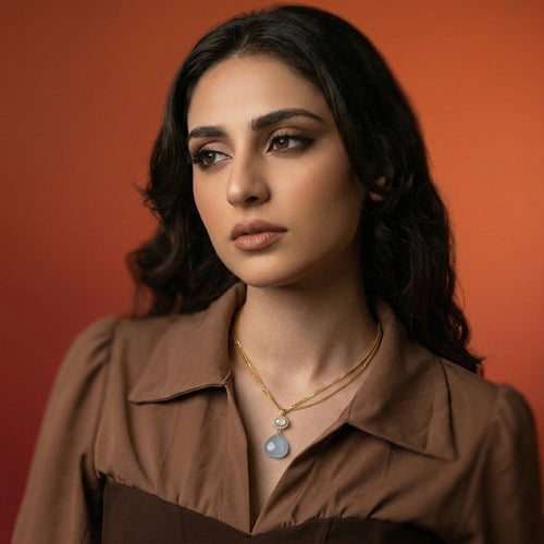 عقد لافيدا بأحجار أكوامارين ولؤلؤ طبيعي