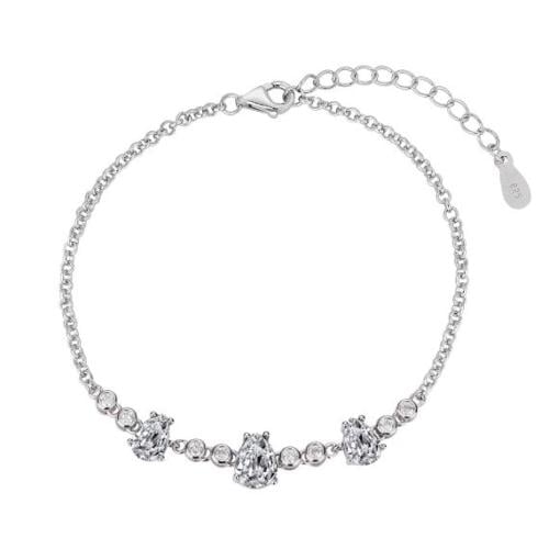 سوار تنس فضة بتعليقات دمعة زركون بيضاء