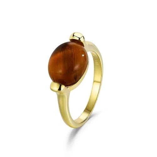 Gold-Plated Oval Tiger’s Eye Ring