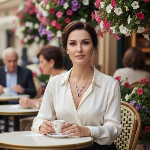 عقد فضة بحجر دمعة أحمر فاخر