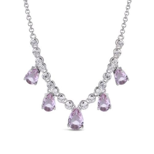 عقد فضة بحجر دمعة بنفسجي فاخر