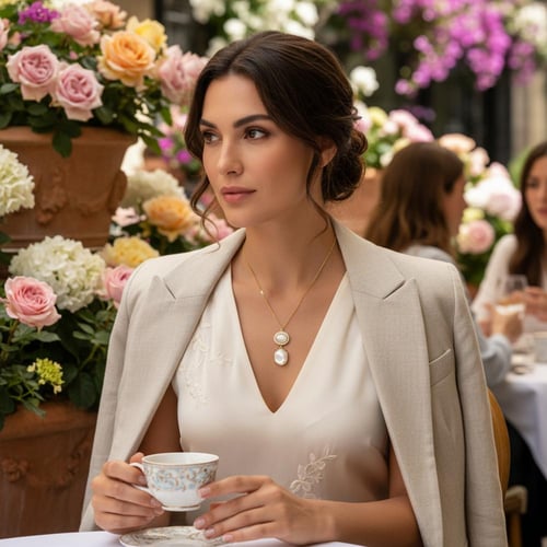 عقد لافيدا بحجر كوارتز أبيض وعرق اللؤلؤ