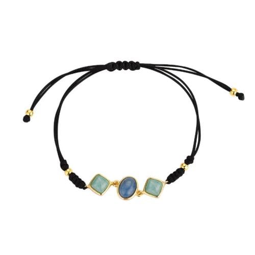 Adjustable Bracelet with Amazonite & Blue Aventurine