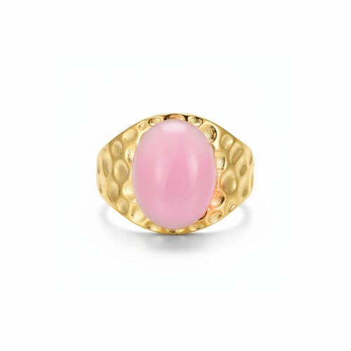 خاتم كوارتز وردي بيضاوي فاخر مطلي بالذهب