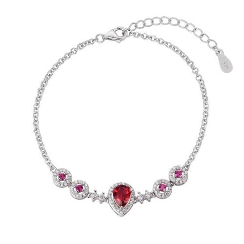 سوار تنس فضة بتعليقة دمعة فوشيا أنيقة