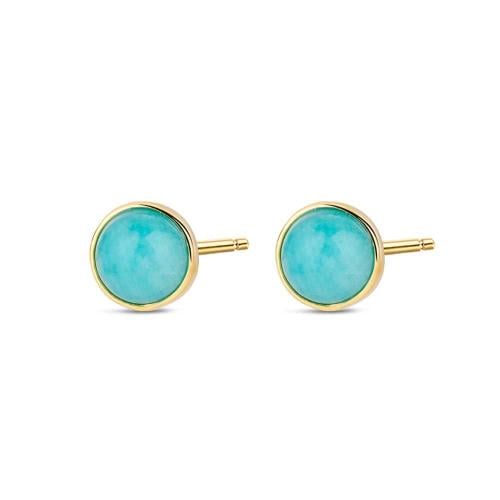 Gold-Plated Amazonite Stud Earrings