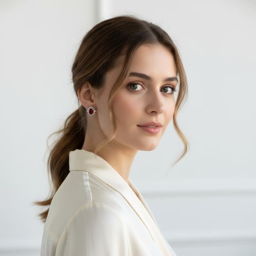 أقراط دبوسية (كليب) فضة النجمة الحمراء