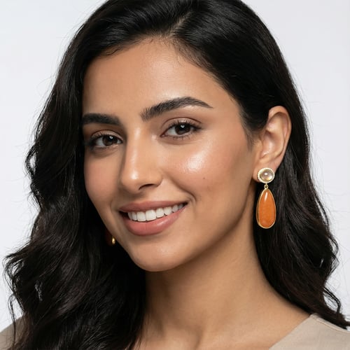 أقراط مطلية بالذهب بأحجار أفينتورين وعقيق رمادي