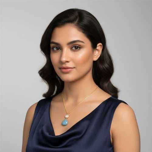 عقد لافيدا بأحجار أكوامارين ولؤلؤ طبيعي