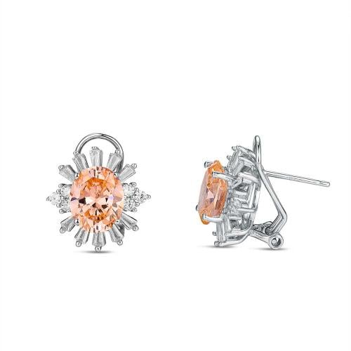 أقراط دبوسية (قفل أوميغا) فضة النجمة الكهرمانية