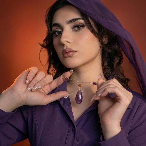 عقد لافيدا بحجر جمشت طبيعي