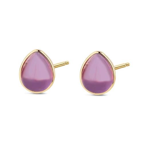 Gold-Plated Amethyst Stud Earrings