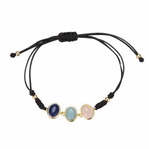 Adjustable Bracelet with Rose Quartz, Aventurine & Amazonite