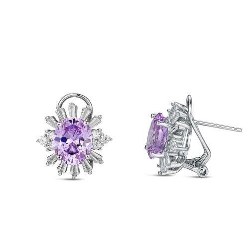 أقراط دبوسية (قفل أوميغا) فضة النجمة البنفسجية