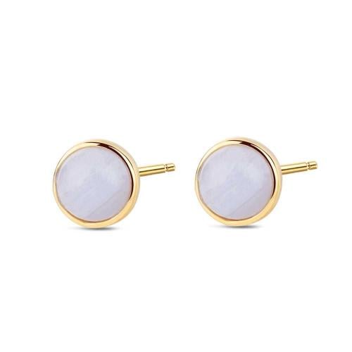 Gold-Plated Moonstone Stud Earrings