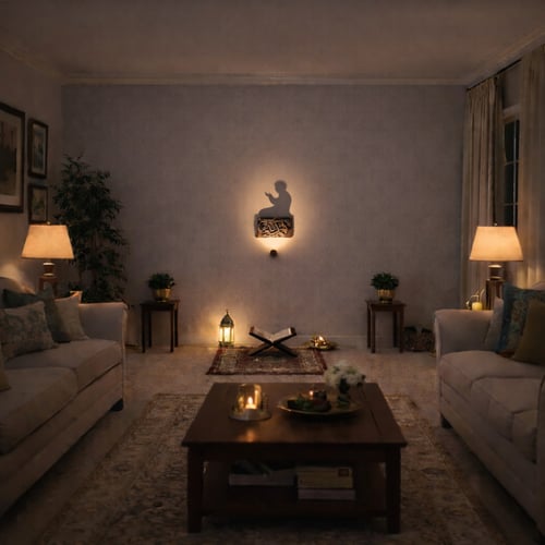 تحفة ظل ( الحمد لله ) مع إضاءة قابلة للشحن