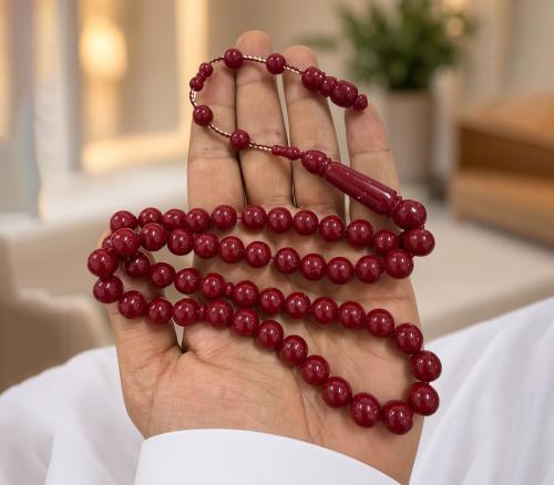 مسباح بكلايت عقود 51 خرزه بمقاس 10 ملي لون العنابي