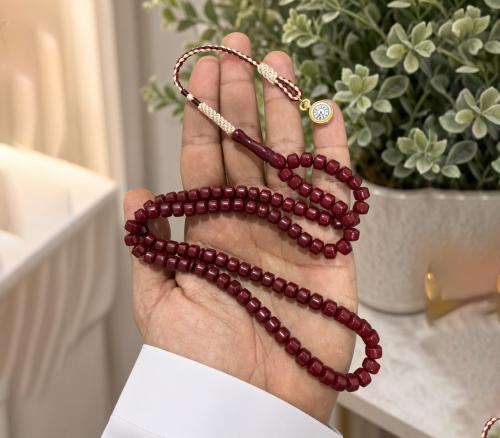 مسباح بكلايت نواعم عنابي 99 خرزه مقاس7.5×6 ملي