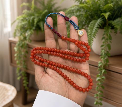 مسباح بكلايت نواعم مرجاني 99 خرزه مقاس7.5×6 ملي
