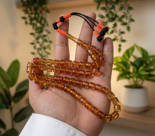 مسباح زعفران صندوقي 57 خرزه مقاس 9*10ملي بكركوشة ت...