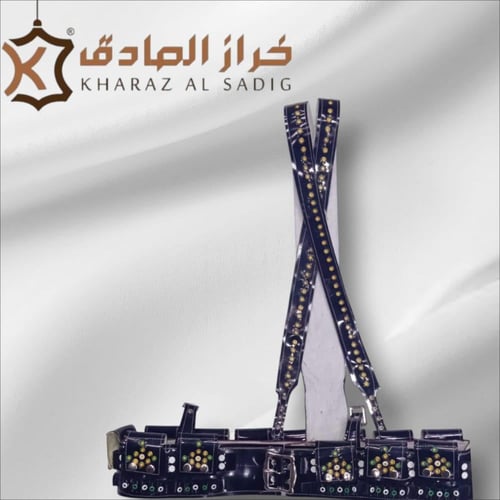 مجند حزام ام خمس منقوش اسود