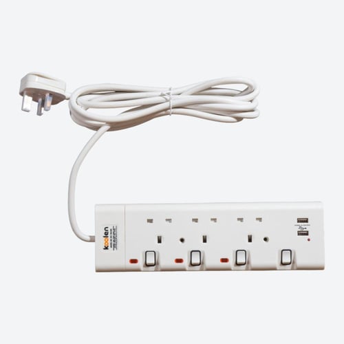 كولن توصيلة كهرباء 3 مخارج، 2 منفذ يو اس بي، كابل...