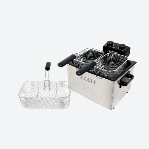 كولن قلاية زيت عميقة 2000 واط، سعة 5 لتر، لون فضي