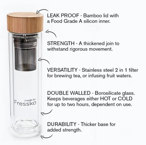 Glass Infuser Flask RISE 300ml/10oz