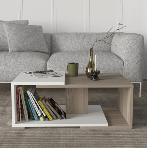 طاولة قهوة Mareta ابيض رمادي