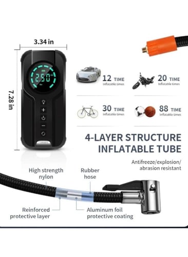 4×1 مشغل سيارة وباور بانك 6000mA ومنفاخ هواء مدمج