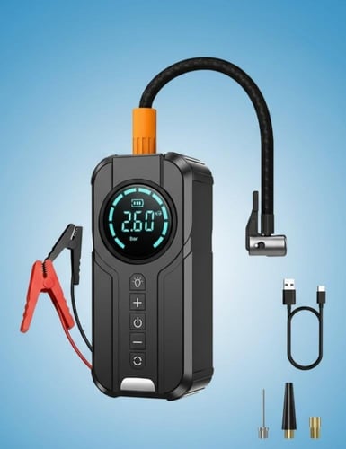 4×1 مشغل سيارة وباور بانك 6000mA ومنفاخ هواء مدمج