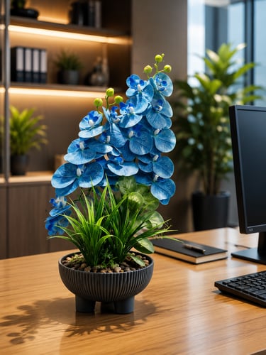 “Brighten Your Workspace 💙 Stunning Blue Orchid P...