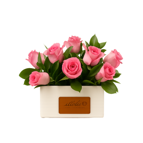 Fresh flower - Rose in a Square Candle