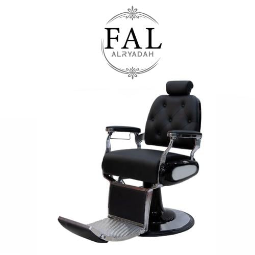 Classic silver barber chair, black leather BC-9988