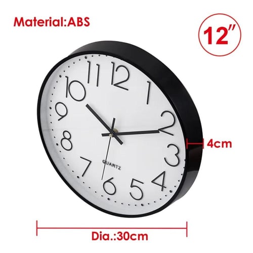 ساعة حائط كوارتز صامتة FOSKA مقاس 12 إنش بهيكل بلا...