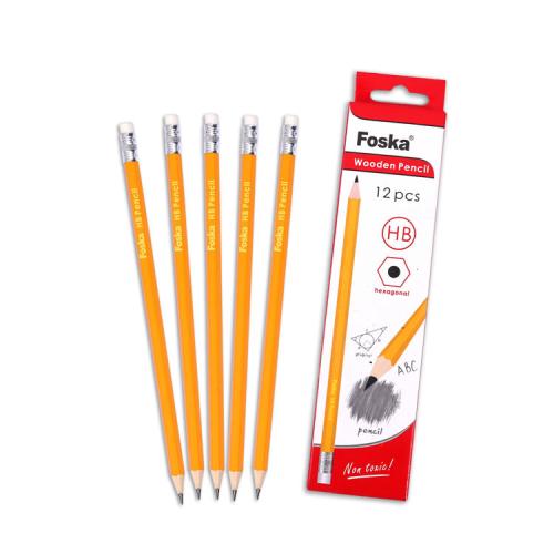 أقلام رصاص سداسية الشكل FOSKA HB مع ممحاة - عدد 12